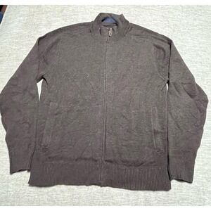 Royal Robbins Men's XL Full Zip Sweater‎ Jacket Brown Merino Wool Blend Standard